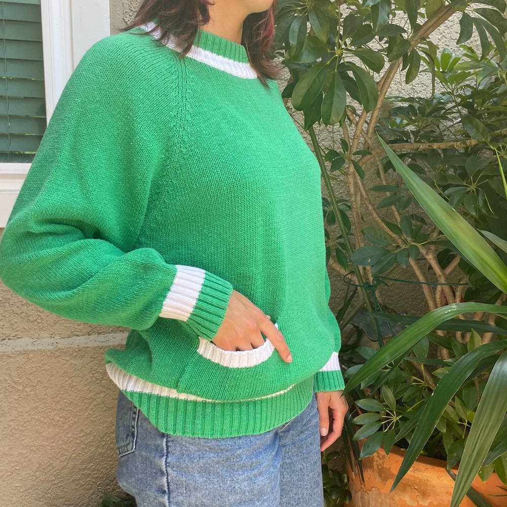 Vintage Diane Von Furstenberg Knitted Green Cotton Sweater